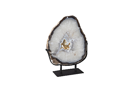 Agate Thick Plate On Stand, Medium Assorted