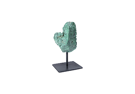 Malachite Stone Sculpture Metal Base