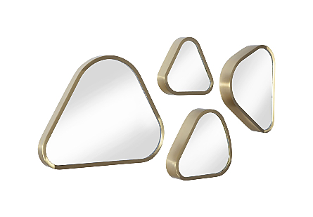 Pebble Mirrors Set of 4, Brushed Brass