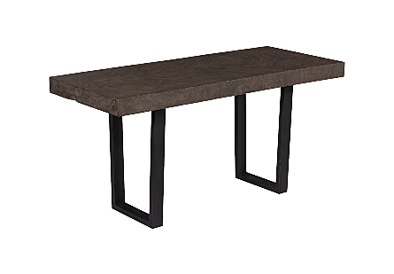 Origins Dining Table Straight Edge, Gray, Satin Black Legs