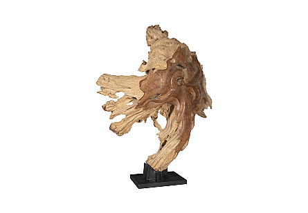 Teak Wood Sculpture on Base Natural