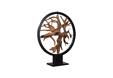 Revolving Circle Teak Wood Sculpture