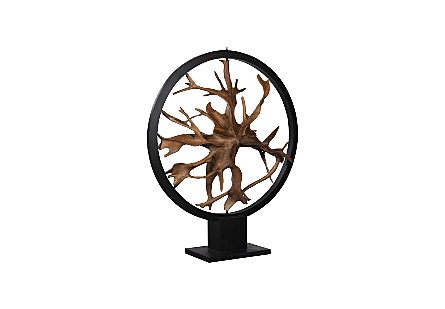 Revolving Circle Teak Wood Sculpture