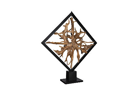 Revolving Diamond Teak Wood Sculpture