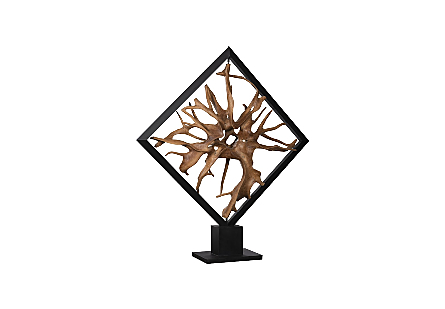 Revolving Diamond Teak Wood Sculpture