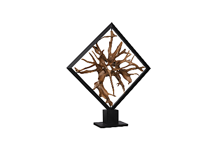 Revolving Diamond Teak Wood Sculpture