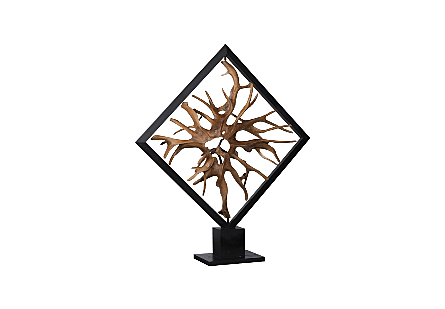 Revolving Diamond Teak Wood Sculpture