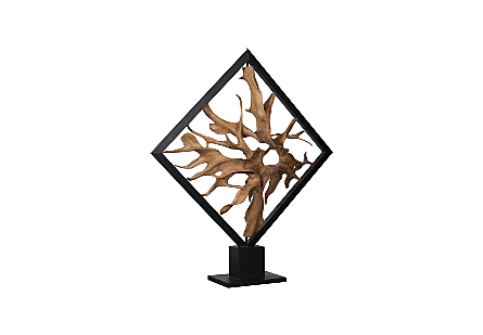 Revolving Diamond Teak Wood Sculpture