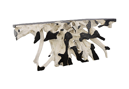 Teak Root Console Table Black Bleached