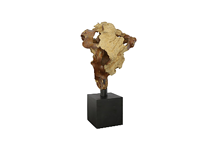 Teak Wood Sculpture On Base Natural