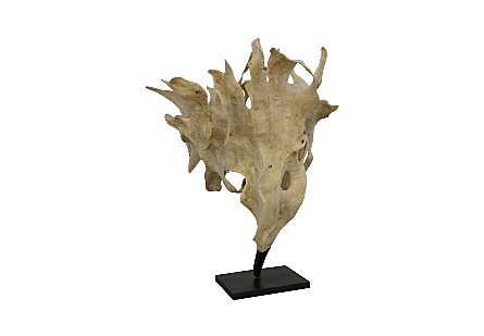 Teak Wood Sculpture on Base Bleached