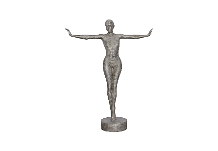 Outstretched Arms Standing Sculpture Aluminum