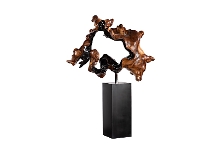 Metallurgy Wood Sculpture, Metal Base