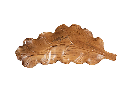 Leaf Bowl Teak Wood , Natural Finish