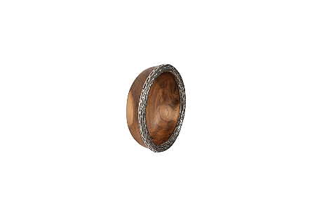 Teak Wood Bowl Wall Art Metallurgy Edge, XS