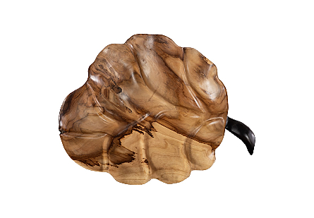 Leaf Bowl, Teak Wood, Black & Natural