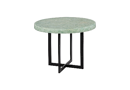 Folded Glass Table,  Round, Black Base