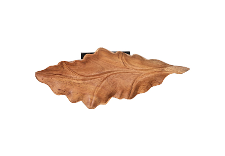 Carved Leaf Sculpture on Stand Mahogany