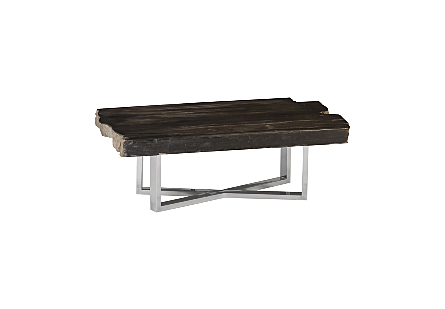Petrified Wood Coffee Table Stainless Steel Base