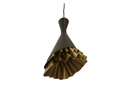 Ruffle Pendant Lamp Black/Brass