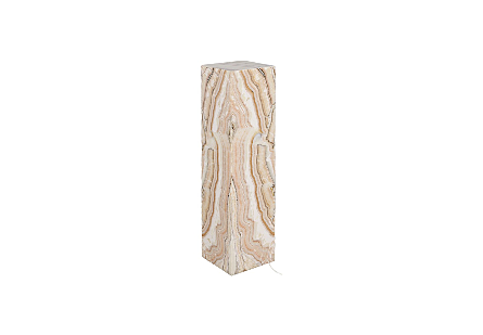 Onyx Lamp Pedestal, Square Zebra White