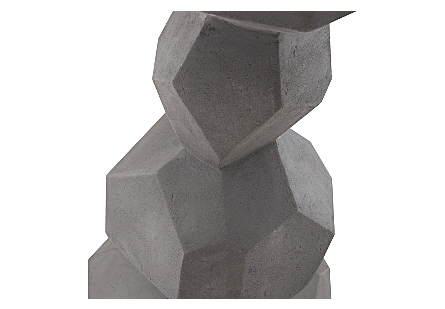 Faceted Rock Column Sculpture Gray