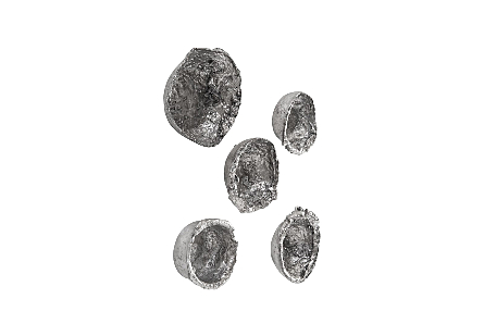 Splash Wall Bowls Silver Leaf, Set of 5