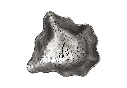 Cast Onyx Bowl Silver Leaf, Large