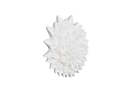 Dahlia Flower Wall Art, Gel Coat White