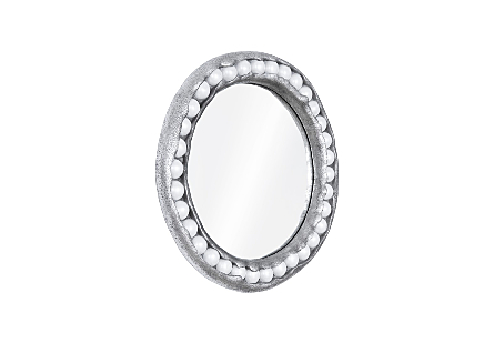 Pearl Mirror, Silver Leaf Round 