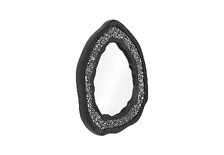 Geode Mirror, Black And Silver Matte