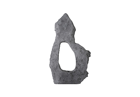 Colossal Cast Stone Sculpture Single Hole, Charcoal Stone