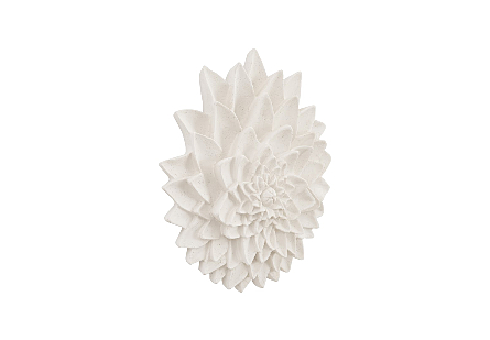 Dahlia Flower Wall Art, White Stone