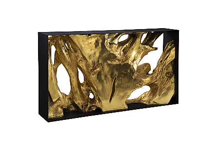 Cast Root Metal Framed Console Table Resin, Gold Leaf, SM