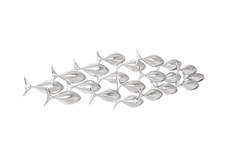 School of Fish Wall Art, Silver Leaf