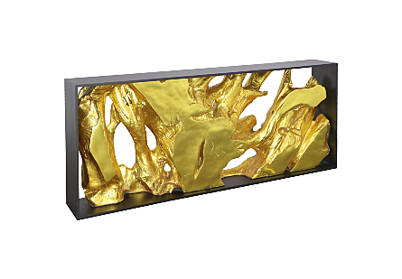 Cast Root Framed Console Table Wood Frame, Resin, Gold Leaf