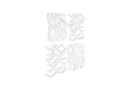 Vine Wall Tile, Matte White, Set of 4