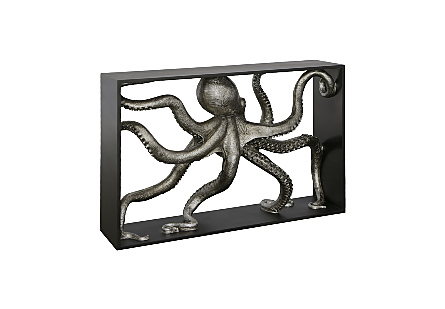 Octo Framed Console Table Wood Frame, Silver Leaf