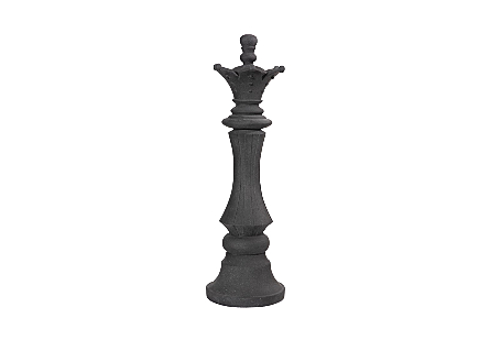 Queen Chess Sculpture, Cast Stone Black