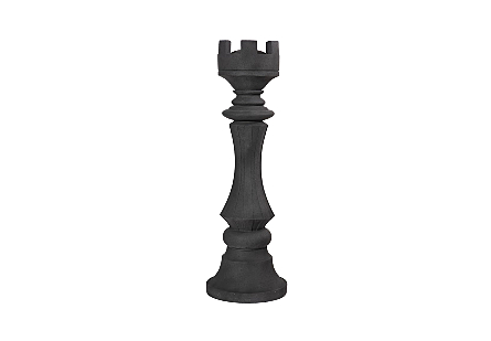 Rook Chess Sculpture Cast Stone Black