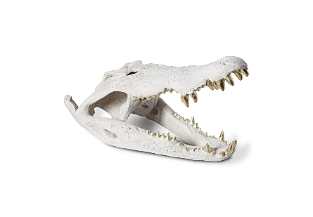 Crocodile Skull Roman Stone, Gold Leaf