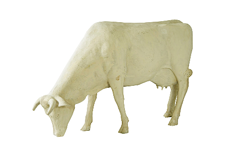 Life Size Cow Grazing, Off White