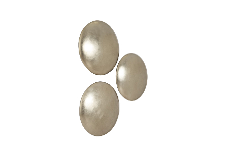 Orb Wall Tiles Set of 3, Platinum Leaf