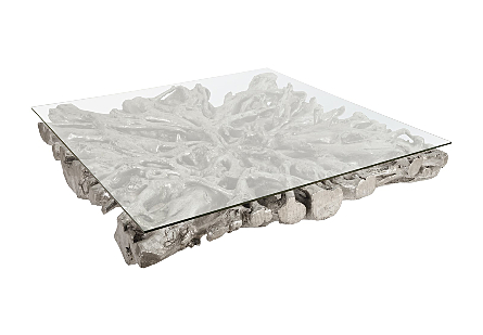 Square Root Cast Coffee Table With Glass