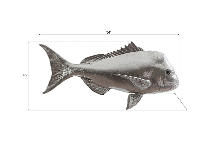 Australian Snapper Fish Wall Sculpture Resin, Silver Leaf