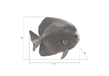 Australian Bat Fish Wall Sculpture Resin, Polished Aluminum Finish