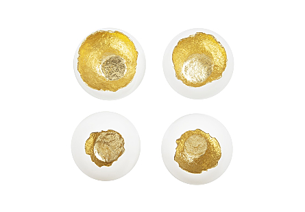 Broken Egg Wall Art White and Gold Leaf, Set of 4