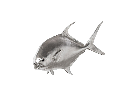 Permit Fish Wall Sculpture Resin, Silver Leaf