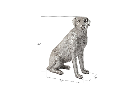 Labrador Dog, Sitting Silver Leaf