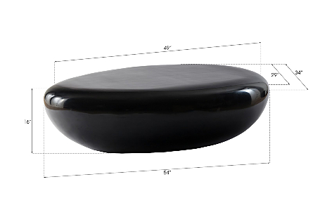 River Stone Coffee Table, Gel Coat Black, Large